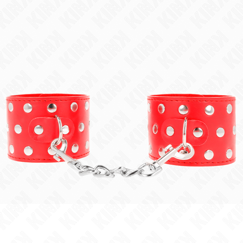 KINK - RETENÇÕES DE PULSO COM SNAP FASTEN COMPLETO DE REBITES VERMELHO AJUSTÁVEL 19-24 CM X 5,5 CM Sexshoptuga 