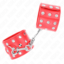 KINK - RETENÇÕES DE PULSO COM SNAP FASTEN COMPLETO DE REBITES VERMELHO AJUSTÁVEL 19-24 CM X 5,5 CM Sexshoptuga 