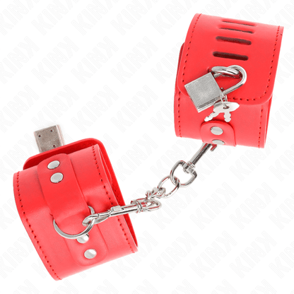 KINK - PUNHOS COM FECHO DE CADEADO VERMELHO AJUSTÁVEL 16-23 CM X 5,5 CM