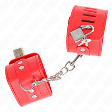 KINK - PUNHOS COM FECHO DE CADEADO VERMELHO AJUSTÁVEL 16-23 CM X 5,5 CM Sexshoptuga 