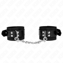 KINK - BLACK NYLON CUFF WRISTBANDS WITH ADJUSTABLE BLACK LEATHER BELT 19-29 CM X 5.1 CM Sexshoptuga 