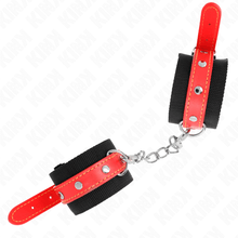 KINK - BLACK NYLON CUFFS WITH RED LEATHER ADJUSTABLE 19-24 CM X 5.5 CM Sexshoptuga 