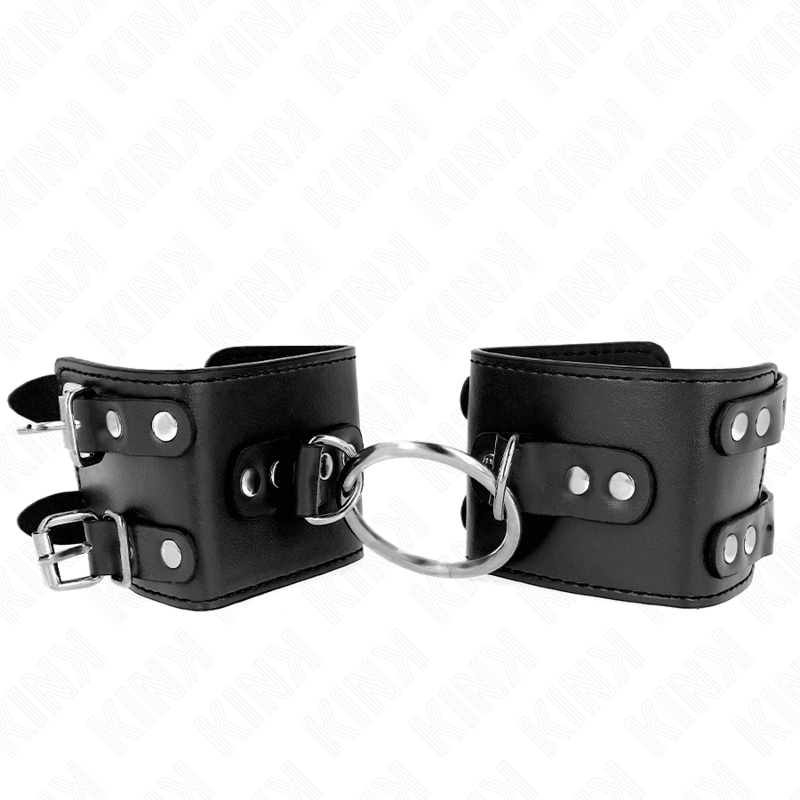 KINK - FIXED CUFFS WITH RING AND ADJUSTABLE BLACK BRACES 17-22 CM X 6.5 CM