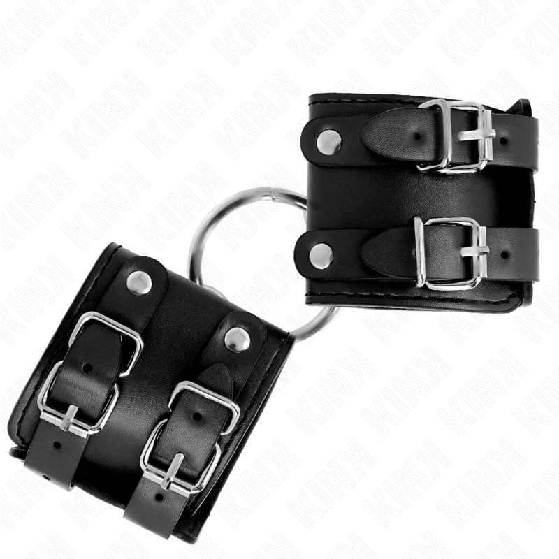 KINK - FIXED CUFFS WITH RING AND ADJUSTABLE BLACK BRACES 17-22 CM X 6.5 CM