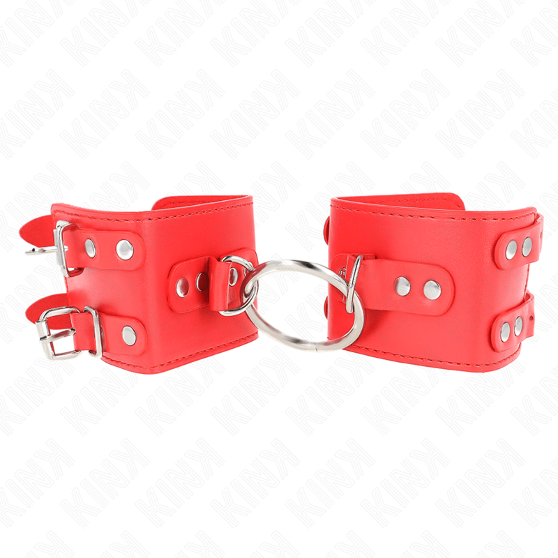 KINK - PULSO FIXO COM ANEL E PREGOS AJUSTÁVEIS VERMELHO 17-22 CM X 6,5 CM Sexshoptuga 