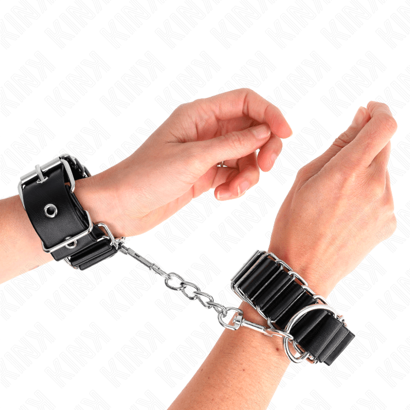 KINK - BLACK ADJUSTABLE HINGED THIN WRIST RESTRAINTS 16-22CM X 3.5CM