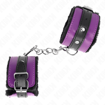 KINK - PREMIUM BLACK LEATHER LINING WRIST WITH ADJUSTABLE PURPLE/BLACK BELT 17-29 CM X 6 CM