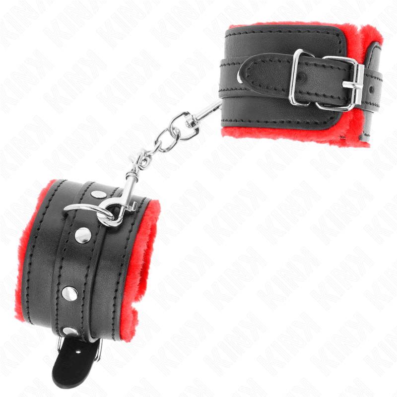 KINK - PULSO PREMIUM FORRO DE PELE VERMELHO COM CINTO PRETO AJUSTÁVEL 17-29 CM X 6 CM