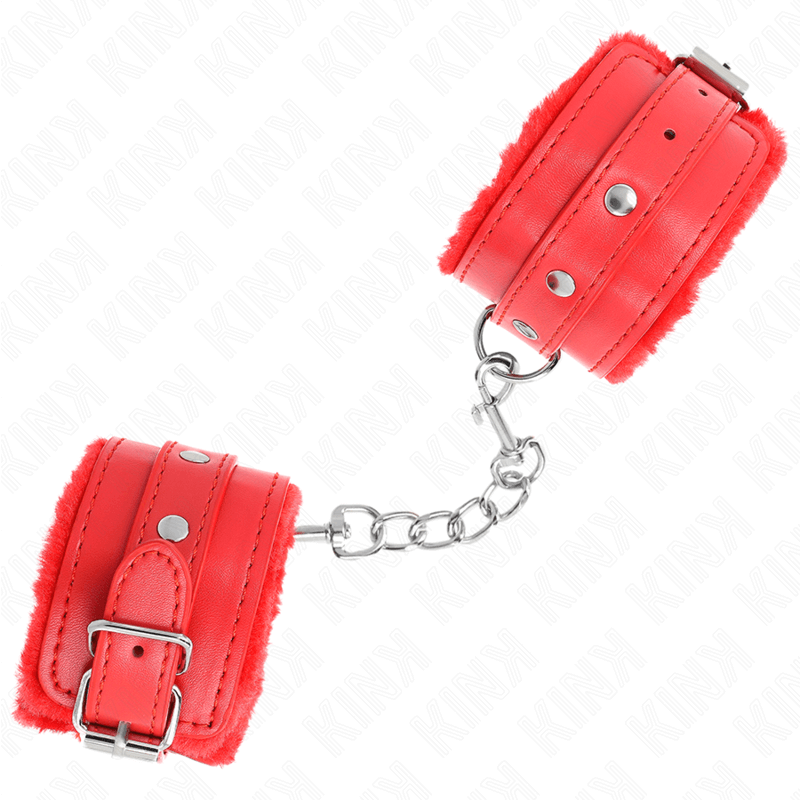 KINK - PULSO PREMIUM FORRO DE PELE VERMELHO COM CINTO VERMELHO AJUSTÁVEL 17-29 CM X 6 CM Sexshoptuga 