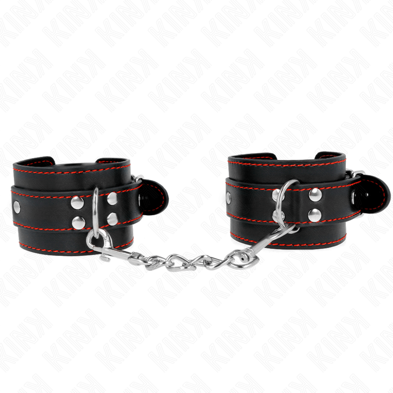 KINK - PUNHOS PRETOS COM FORRO VERMELHO AJUSTÁVEIS 20-28 CM X 5,5 CM Sexshoptuga 