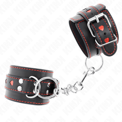 KINK - BLACK WRIST CHAIN ​​WITH ADJUSTABLE RED HEART INSERT 21-28 CM X 5.5 CM