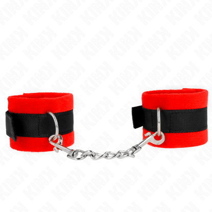 KINK - BEGINNER SKIN HANDCUFFS BLACK-RED 30 X 7 CM