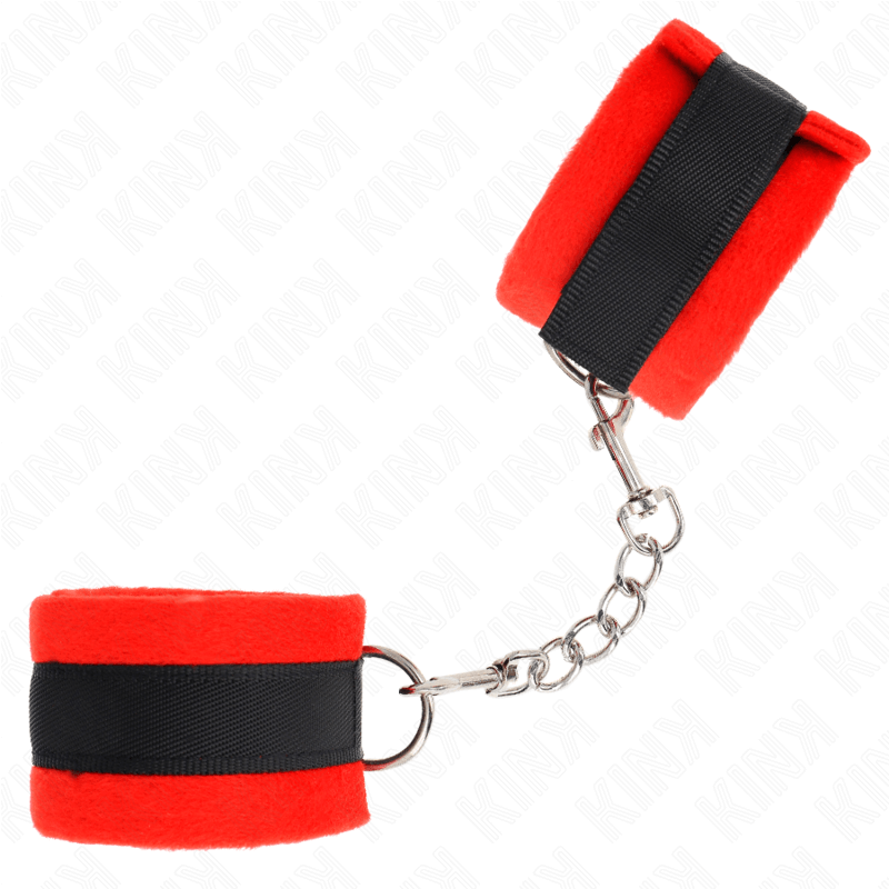 KINK - BEGINNER SKIN HANDCUFFS BLACK-RED 30 X 7 CM