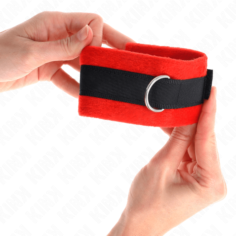 KINK - BEGINNER SKIN HANDCUFFS BLACK-RED 30 X 7 CM