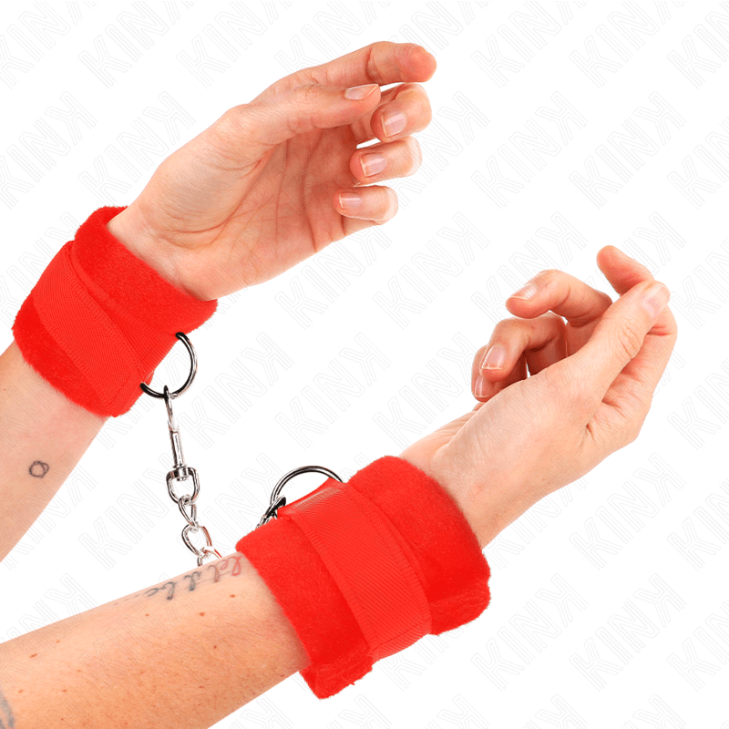 KINK - RED BEGINNER LEATHER HANDCUFFS 30 X 7 CM