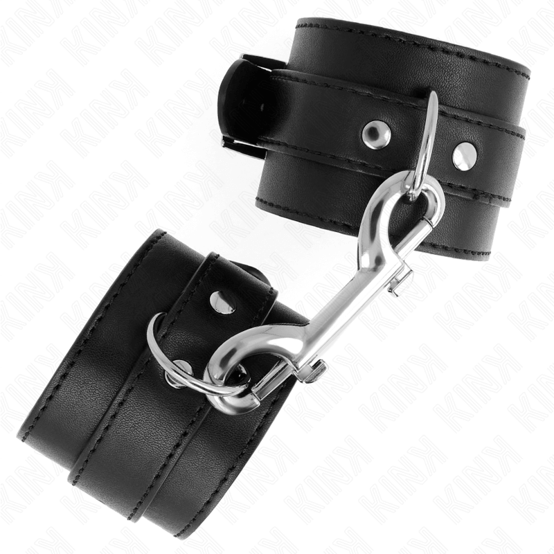 KINK - RETENÇÕES DE PULSO - LINHA DE REBITE ÚNICA E FIVELA GRANDE PRETA AJUSTÁVEL 17-28 CM X 5 CM Sexshoptuga 