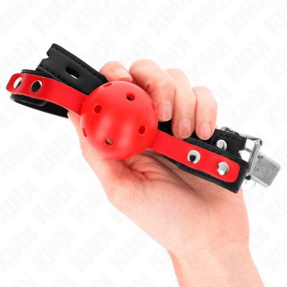 KINK - RED HOLLOW HARD BALL 4 CM GAG BLACK STRAP 60 x 2 CM ADJUSTABLE 37-52 CM