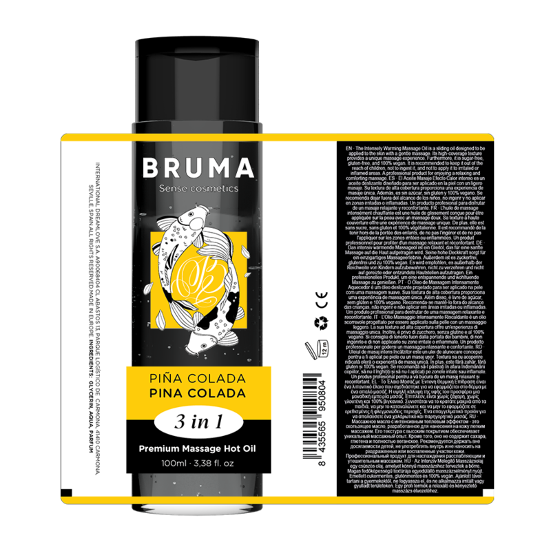 BRUMA - ÓLEO DE MASSAGEM PREMIUM EFEITO CALOR SABOR PINA COLADA 3 EM 1 - 100 ML Sexshoptuga 