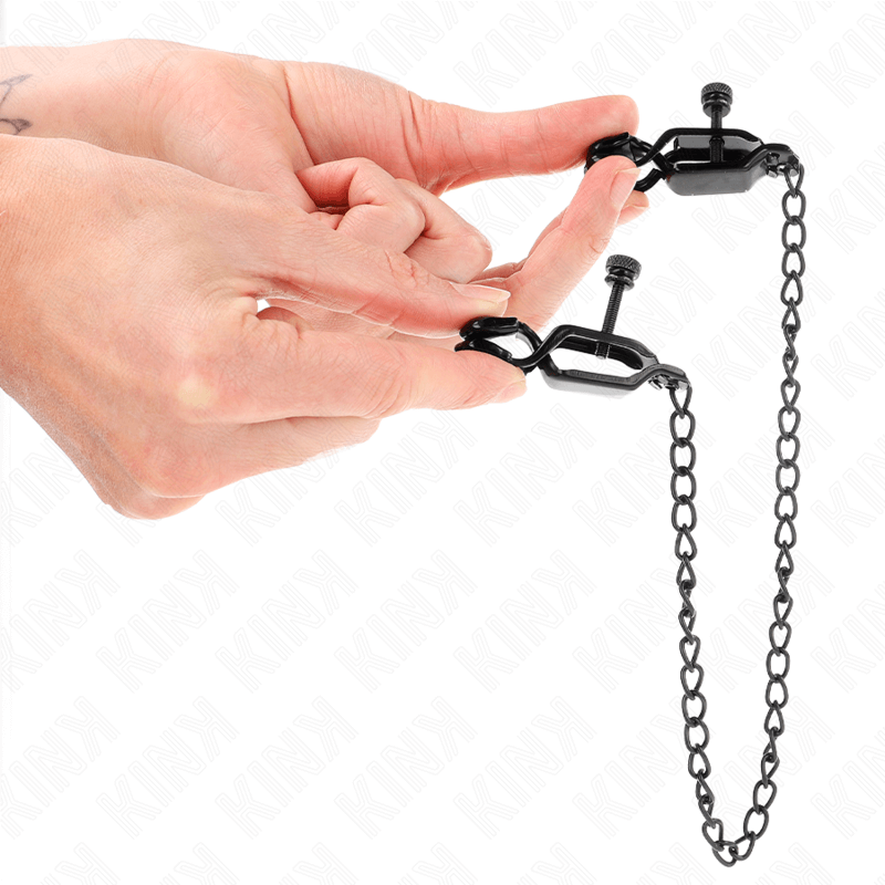 KINK - PINÇAS DE CORRENTE PLANA PRETAS 30 CM Sexshoptuga 