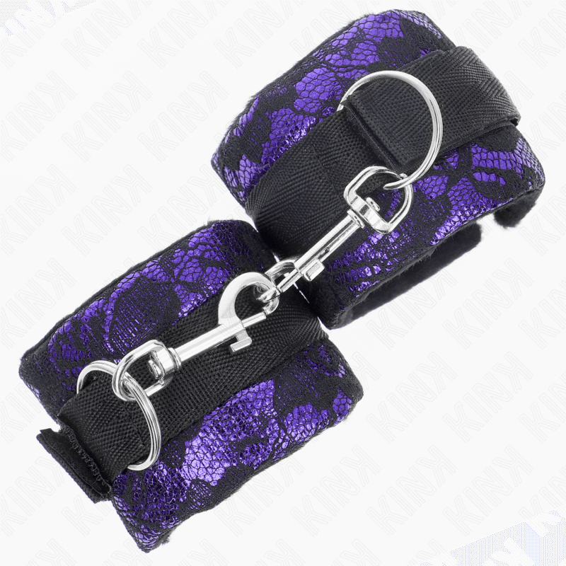 KINK - PUNHOS DE RENDA DE VELUDO CURTO E BIND DE NYLON ROXO / PRETO 23 X 6,5 CM Sexshoptuga 