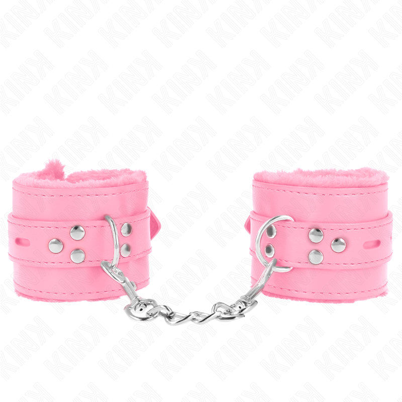 KINK - PULSO FORRO DE PELE COM FUROS QUADRADOS ROSA E CINTO ROSA AJUSTÁVEL 17-29 CM X 6 CM Sexshoptuga 