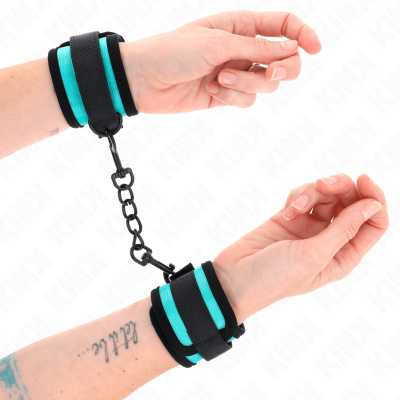 KINK - GANCHO E LOOP NYLON BIND PULSO PRETO-AZUL AJUSTÁVEL 18-32 CM X 5 CM Sexshoptuga 