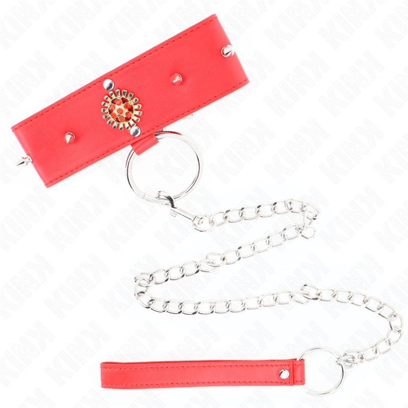 KINK - COLAR DE DIAMANTE VERMELHO COM CINTO 65 CM AJDUSTÁVEL 35-51 CM X 7 CM Sexshoptuga 