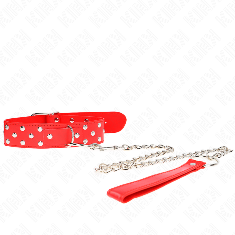 KINK - COLAR DE ALÇA DE REBITE DE ANEL COM CINTO 65 CM VERMELHO AJUSTÁVEL 36-50 CM X 3,8 CM Sexshoptuga 