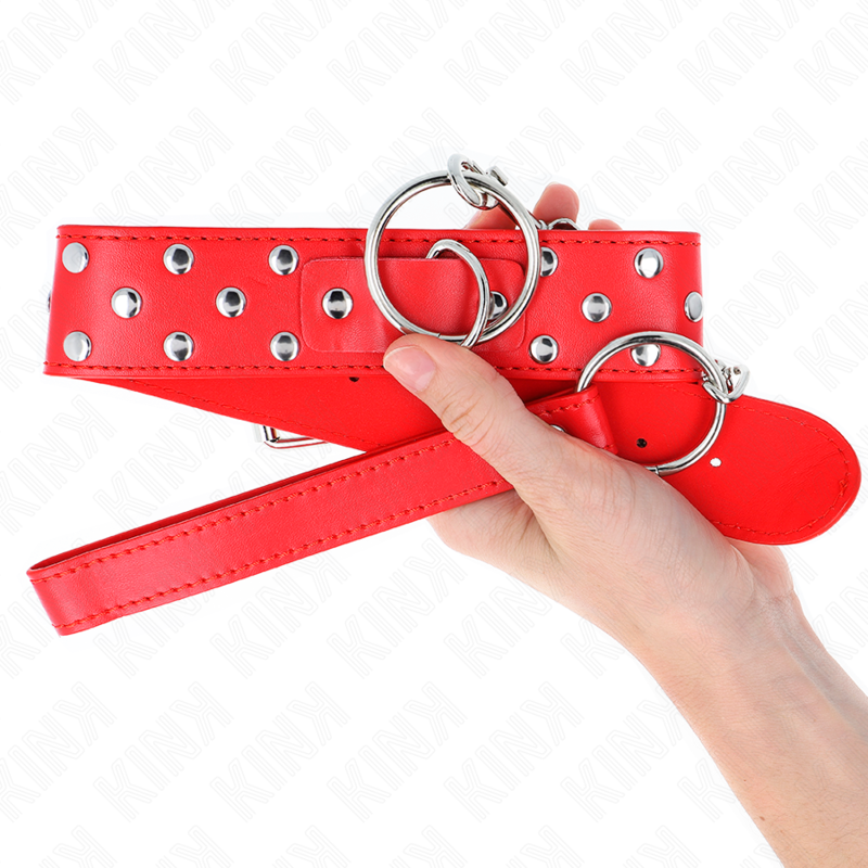 KINK - COLAR DE ALÇA DE REBITE DE ANEL COM CINTO 65 CM VERMELHO AJUSTÁVEL 36-50 CM X 3,8 CM Sexshoptuga 