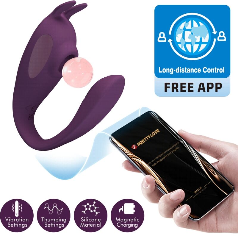 PRETTY LOVE - ESTIMULADOR E VIBRADOR SHEY APLICATIVO GRATUITO LONGA DISTÂNCIA ROXO Sexshoptuga 