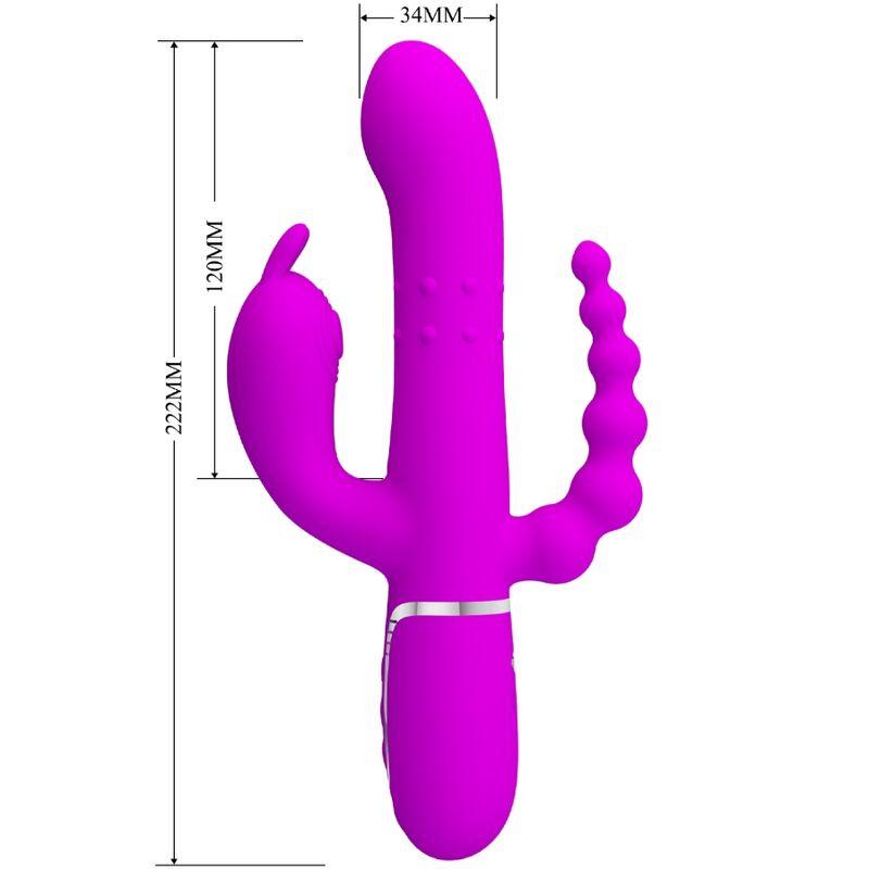 PRETTY LOVE - CAMMY VIBRADOR TRIPLO MULTIFUNCIONAL 4 EM 1 ROSA - Sexshoptuga 