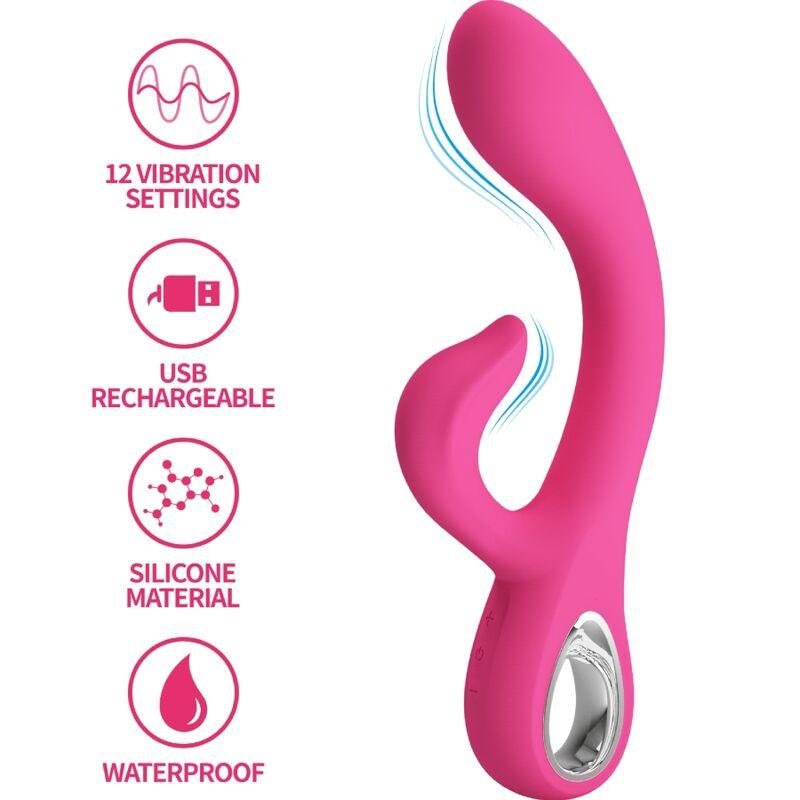 PRETTY LOVE - FRITZ RABBIT VIBRADOR 12 VIBRAÇÕES ROSA - Sexshoptuga 