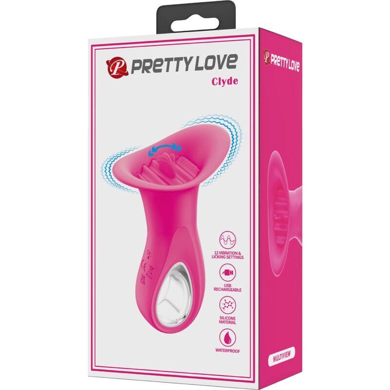 PRETTY LOVE - CLYDE VIBRADOR ORAL LÍNGUA VIBRANTE 12 VIBRAÇÕES ROSA - Sexshoptuga 