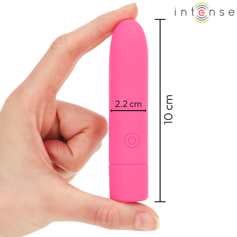 INTENSE - SYMONE  USB RECARREGÁVEL VIBRATÓRIA BULLET 8 VIBRAÇÕES ROSA 10 X 2,2 CM Sexshoptuga 