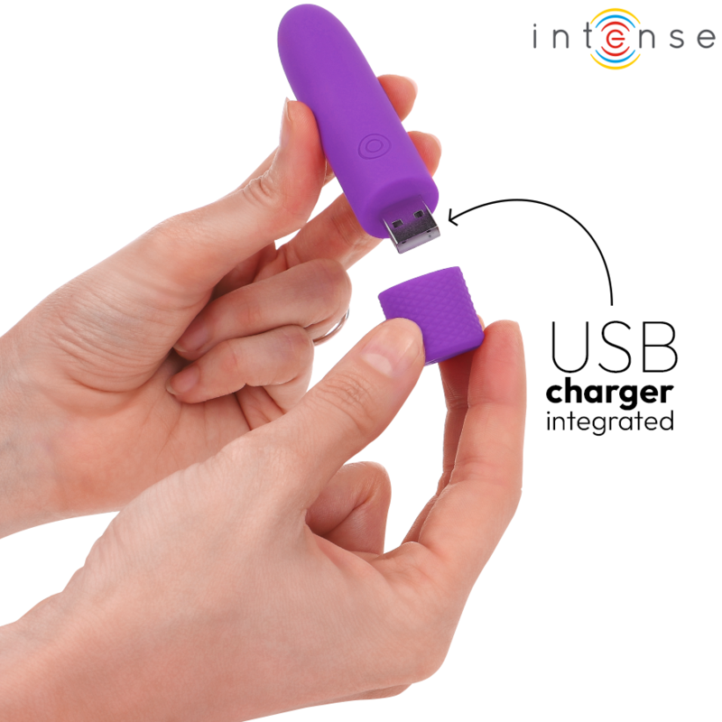 INTENSE - SYMONE  USB RECARREGÁVEL VIBRATÓRIA BULLET 8 VIBRAÇÕES ROXO 10 X 2,2 CM Sexshoptuga 