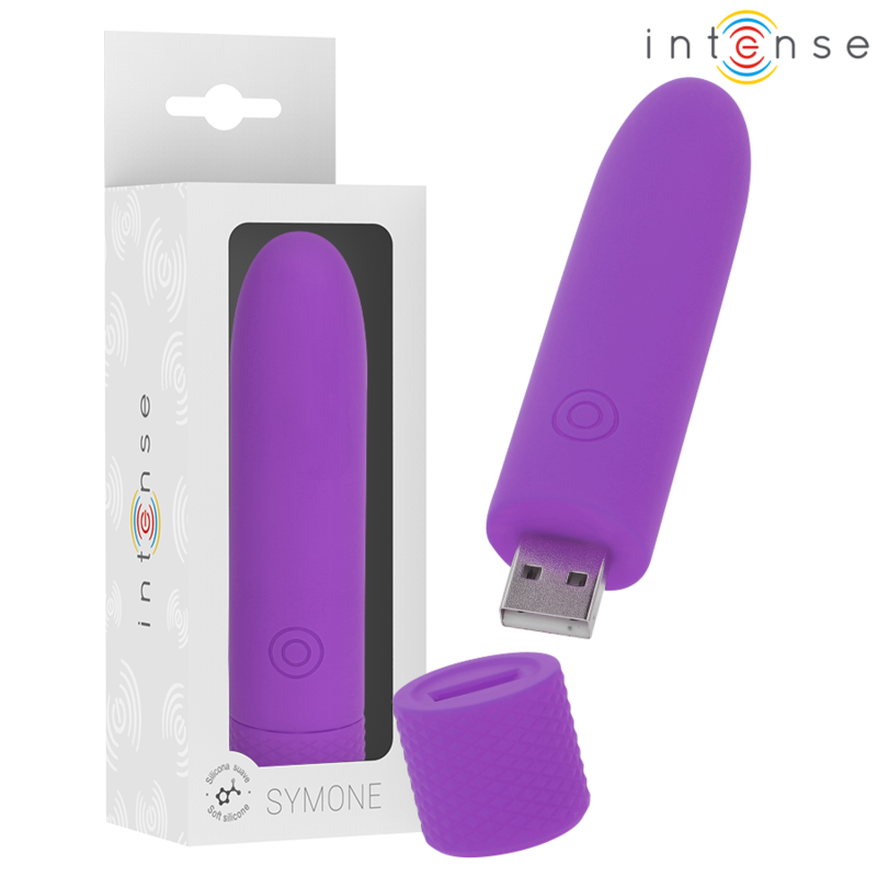 INTENSE - SYMONE  USB RECARREGÁVEL VIBRATÓRIA BULLET 8 VIBRAÇÕES ROXO 10 X 2,2 CM Sexshoptuga 