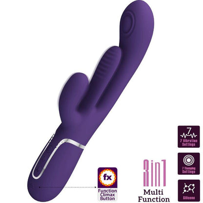 PRETTY LOVE - SHANIA TRIPLE RABBIT VIBRADOR MULTIFUNCIONAL ROXO - Sexshoptuga 