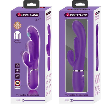 PRETTY LOVE - SHANIA TRIPLE RABBIT VIBRADOR MULTIFUNCIONAL ROXO - Sexshoptuga 