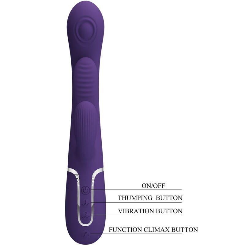 PRETTY LOVE - SHANIA TRIPLE RABBIT VIBRADOR MULTIFUNCIONAL ROXO - Sexshoptuga 