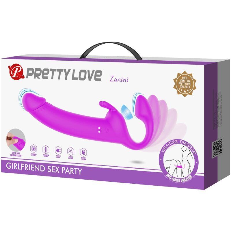 PRETTY LOVE - ZANINI STRAPLESS STRAP-ON 10 VIBRAÇÕES ROXO - Sexshoptuga 