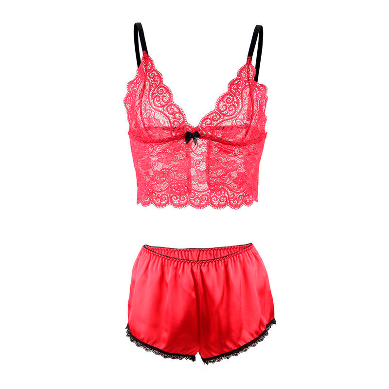 SUBBLIME - 953898 CAMISOLA DE SEDA E RENDA + CALCINHA VERMELHA S/M Sexshoptuga 