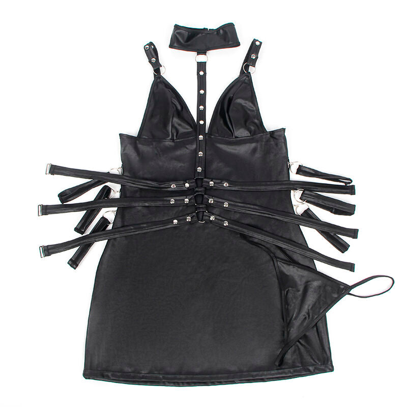 SUBBLIME - 954406 VESTIDO BONDAGE DE COURO PRETO S/M Sexshoptuga 