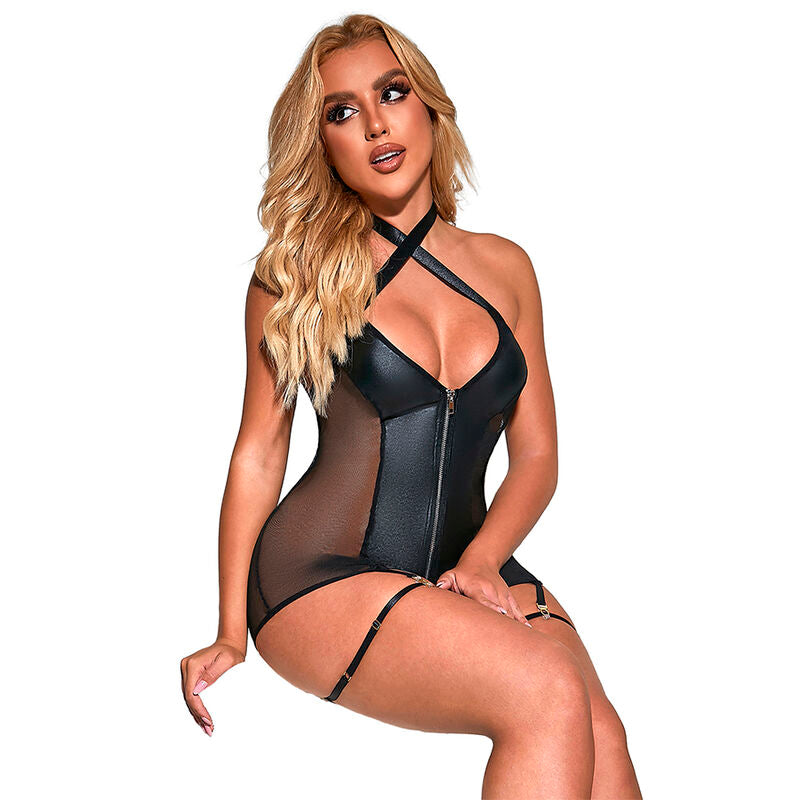 SUBBLIME - 954444 VESTIDO SEXY DE MALHA COURO PRETO S/M Sexshoptuga 