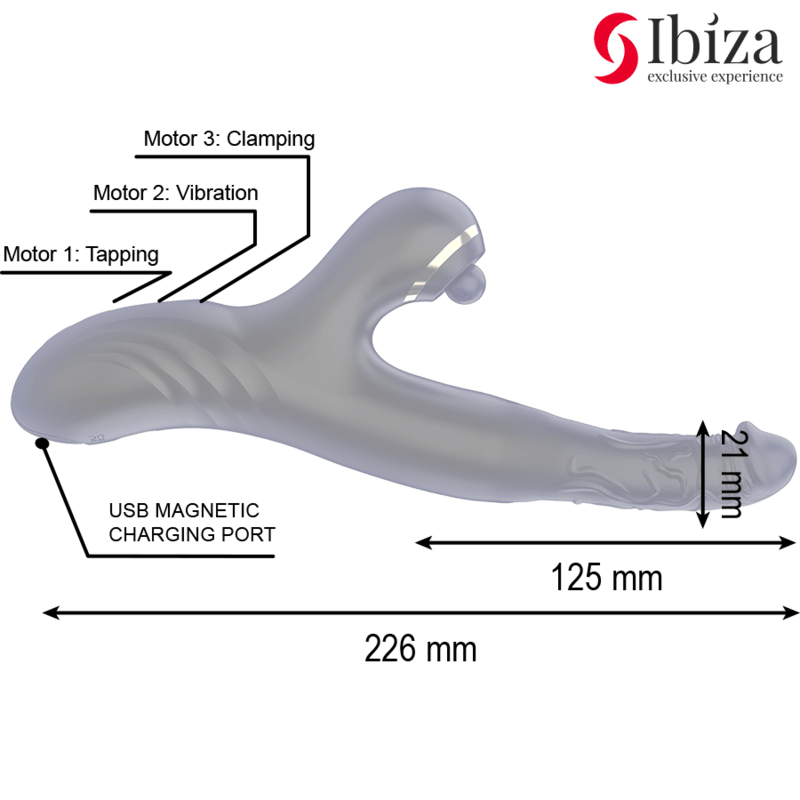 IBIZA - VIBRADOR DUPLO TWO DRAGONS PRETO - Sexshoptuga 