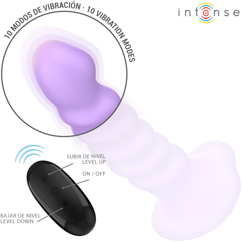 INTENSE - BRENDA VIBRADOR TAMANHO M DESIGN ESPIRAL 10 VIBRAÇÕES ROXO CONTROLE REMOTO - Sexshoptuga 