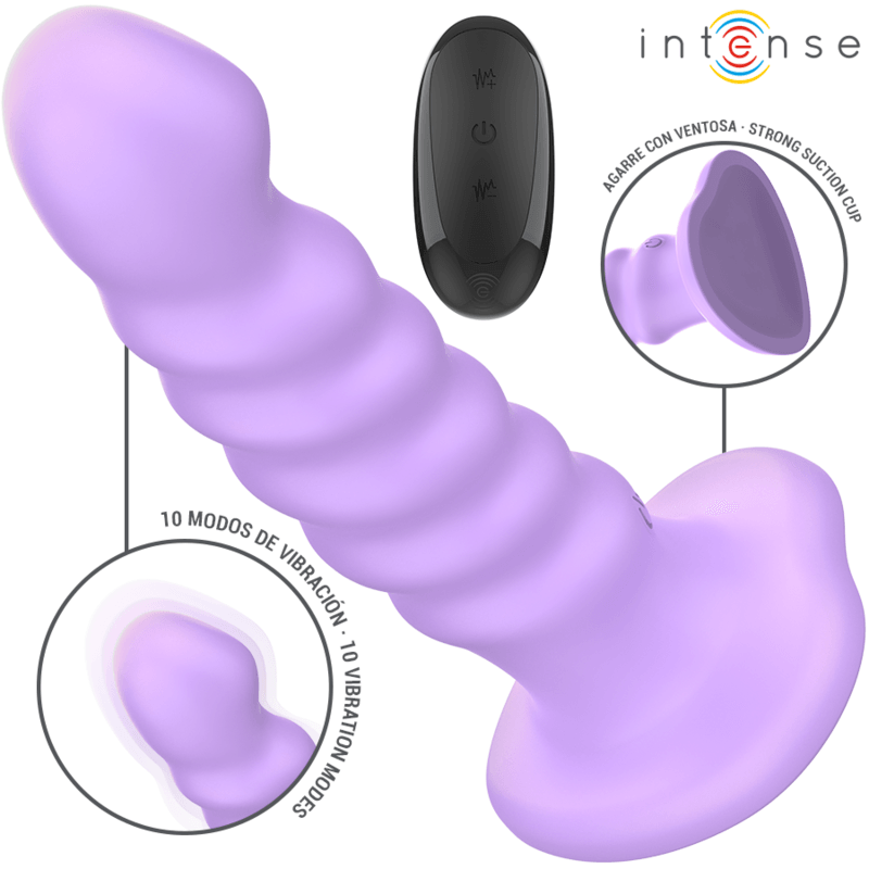 INTENSE - BRENDA VIBRADOR TAMANHO M DESIGN ESPIRAL 10 VIBRAÇÕES ROXO CONTROLE REMOTO - Sexshoptuga 