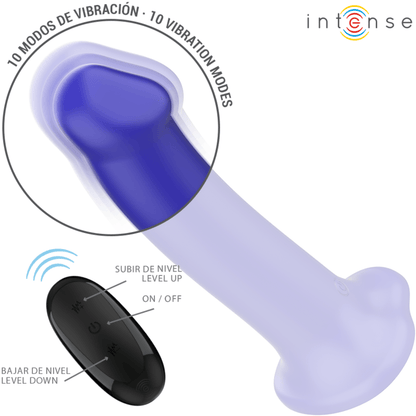 INTENSE - VICTORIA VIBRADOR COM VENTOSA 10 VIBRAÇÕES AZUL ESCURO CONTROLE REMOTO - Sexshoptuga 