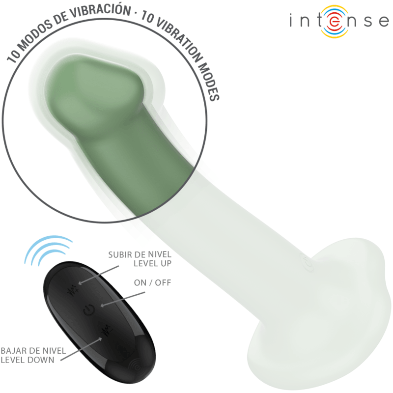 INTENSE - BECCA VIBRADOR COM VENTOSA 10 VIBRAÇÕES VERDE CONTROLE REMOTO - Sexshoptuga 