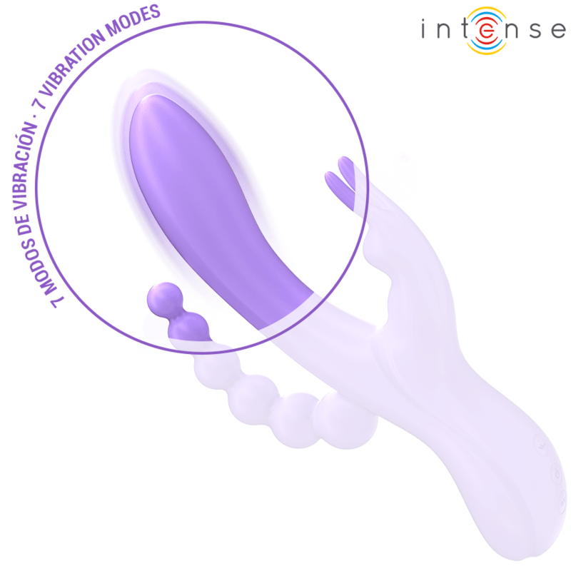 INTENSE - MIKO TRIPLO VIBRADOR COELHO & ESTIMULADOR & ANAL 7 VIBRAÇÕES ROXO - Sexshoptuga 