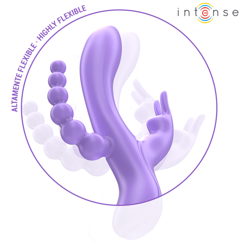 INTENSE - MIKO TRIPLO VIBRADOR COELHO & ESTIMULADOR & ANAL 7 VIBRAÇÕES ROXO - Sexshoptuga 